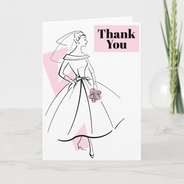 Fashion Bride Pink Tarjeta de agradecimiento (Anverso)