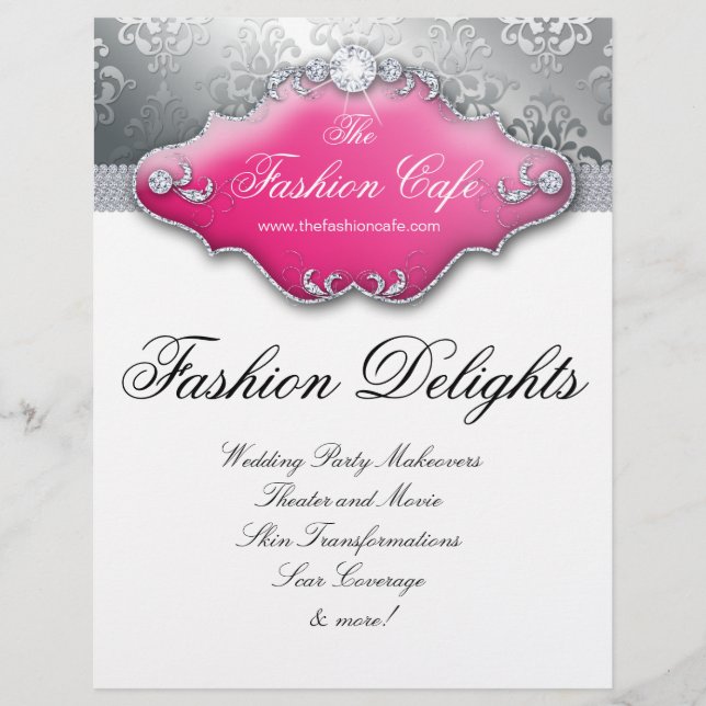 Fashion Flyer Hair Salon Damask Diamonds (Frente)