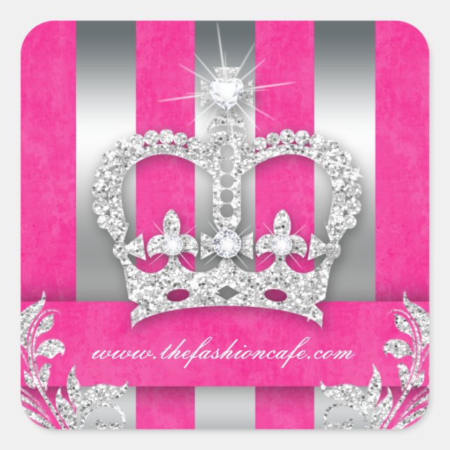 Fashion Stripes Pegatina Jewelry Pink Crown Silver (Anverso)