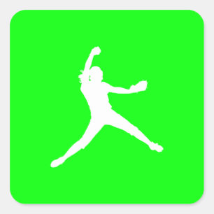 Fastpitch Silhouette Pegatina Green