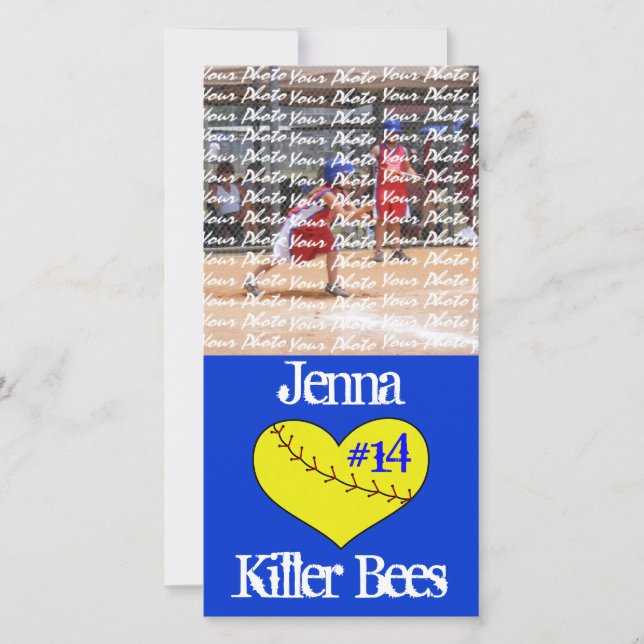 Fastpitch Softball Heart Photo Card (Anverso)