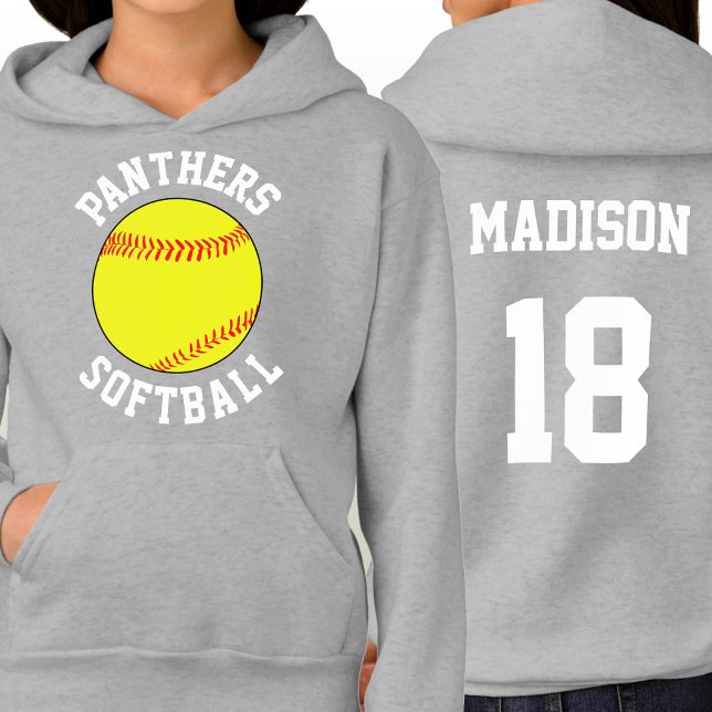 Fastpitch Softball Personalizado nombre equipo núm (Custom fastpitch softball hoodie with personalized team name, player name and jersey number.)
