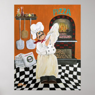 Fat Chef pizzería salón de arte en la pared Poster