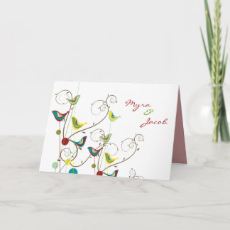 fatfatin Colorful Summer Birds Swirls Boda Card