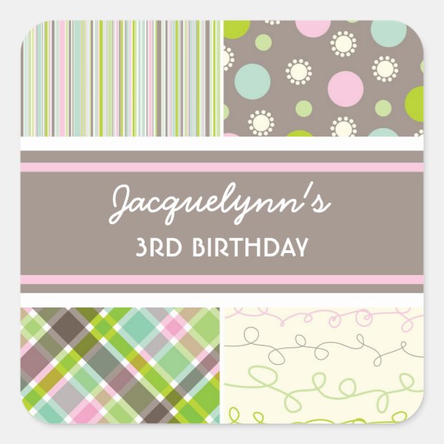 fatfatin Retro Sweet Pink Combo Pegatina de cumple (Anverso)