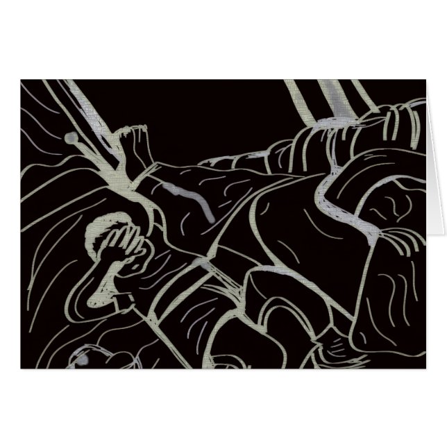 Father and Son Semi-gloss Greeting Card (Anverso (Horizontal))