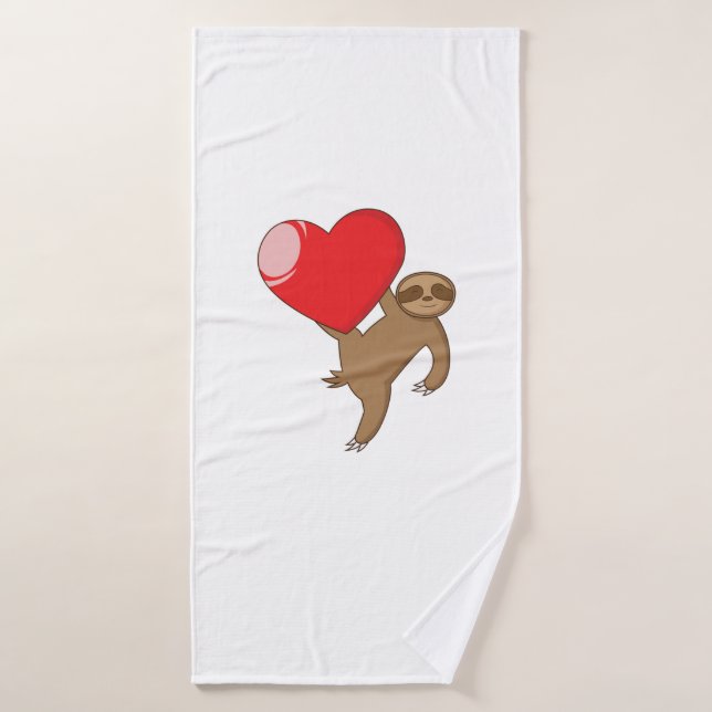 Faultier mit Herz "Ich liebe Faultiere" (Toalla de baño)