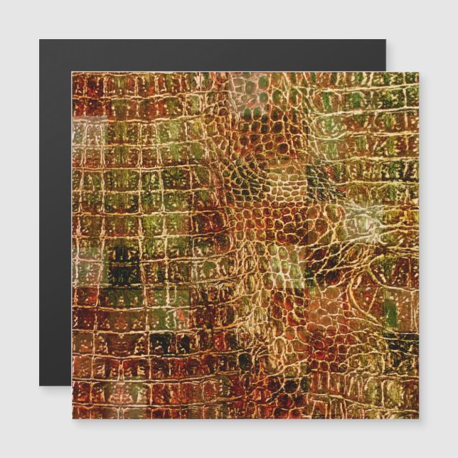 Faux Alligator Animal Piel Cuero Rojo Marrón (Anverso/Reverso)