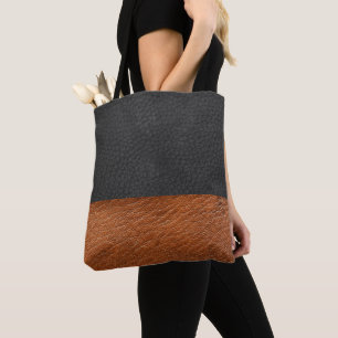 Faux Black/Golden Brown Leather - Bolsa de Toque