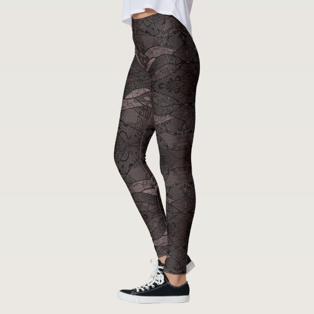 Faux Black Lace Fishnet Leggings Unique (Izquierda)