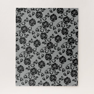 Faux Black Lace Rosa Fishnet Puzzle Gift