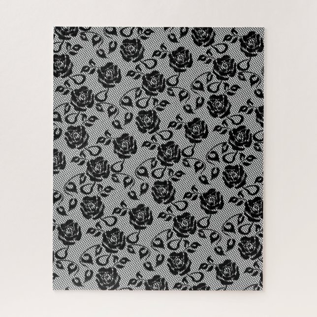 Faux Black Lace Rosa Fishnet Puzzle Gift