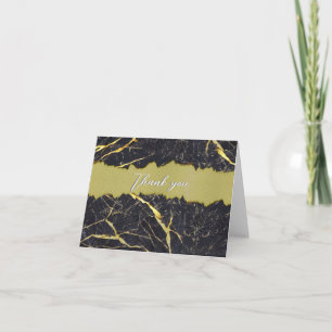 Faux Black Marble with Gold Detail Tarjeta de agra