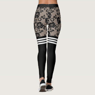 Faux Black Rosas Lace Leggings Otk Socks