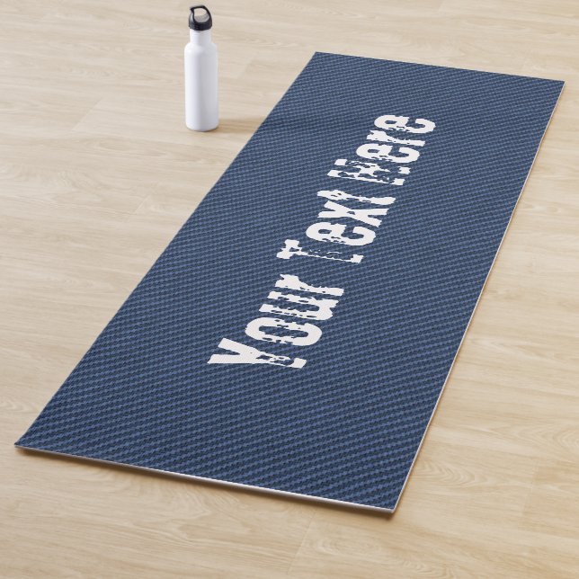Faux Blue Denim Fabric Yoga Mat con texto Personal (In situ)