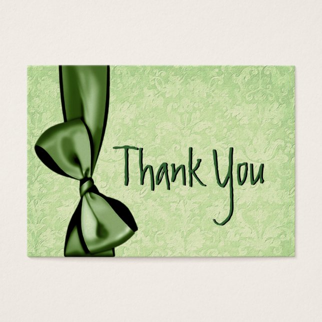 Faux Bow VERDE y Damask Wedding Gracias (Frente)