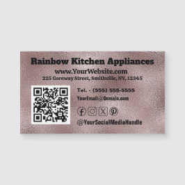 Faux Dark Pink Metallic Magnetic Business Card