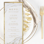Faux dorado Relieve metalizado mármol lujo menú bo<br><div class="desc">Magnífico diseño de fondo de mármol con detalles y Relieves metalizados falsos de oro,  elegante diseño moderno y sencillo,  elegante y moda,  magníficas tarjetas de menú boda para bodas modernos,  boda de lujo y papel de acabado Semi-Gloss seleccionado. Vea todas las piezas coincidentes de la colección a continuación.</div>