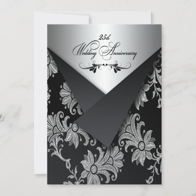 FAUX Flaps Invitación al 25º aniversario del Boda  (Anverso)