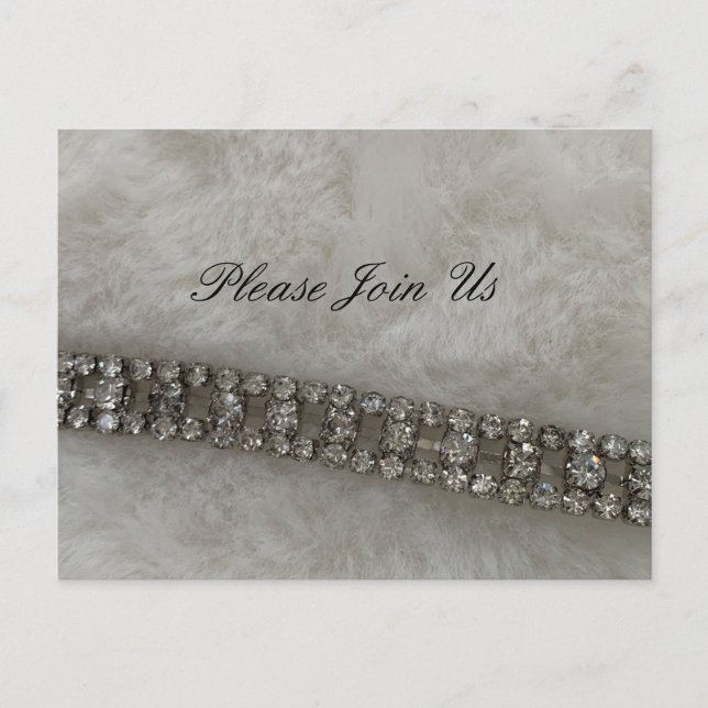 Faux Fur and Diamond Party Invitación (Anverso)