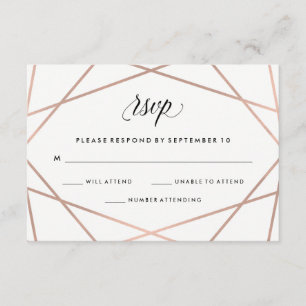 Faux geométricos Rosa Oro y Boda Negra RSVP