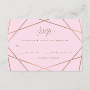 Faux Geométricos Rosa Oro y Boda Rosa RSVP