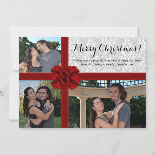 Faux Gift Box Bow, Tarjeta de 3 Navidades fotográf