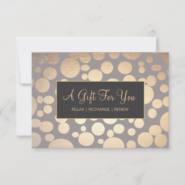Faux Gold and Taupe Spa and Salon Gift Certificate (Anverso)