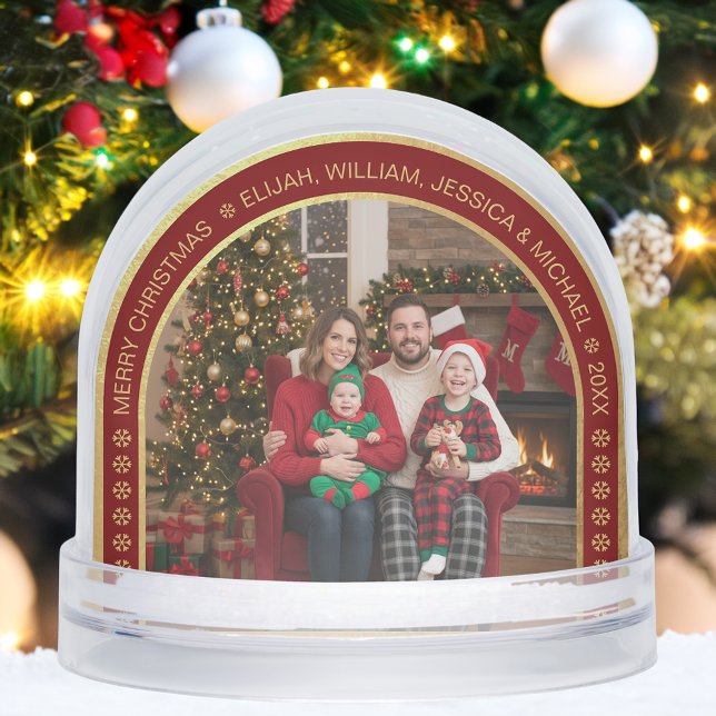 Faux Gold Arch Christmas Family Photo Burgundy   (Subido por el creador)