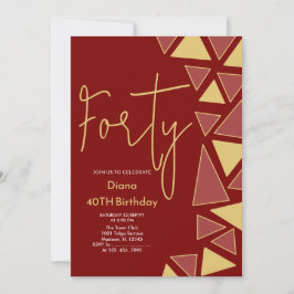Faux Gold & burgundy Birthday Invitación