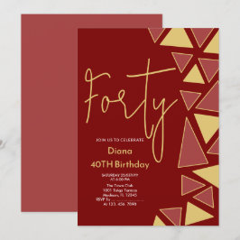 Faux Gold & burgundy Birthday Invitación