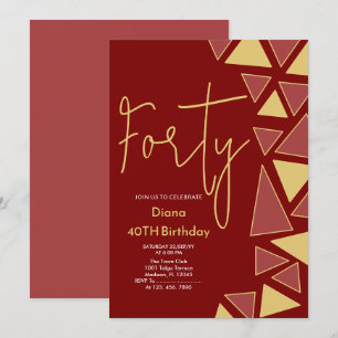 Faux Gold & burgundy Birthday Invitación