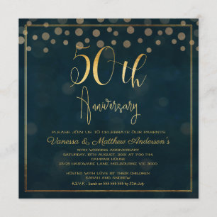 Faux Gold Caligraphy Invitación a los 50 años