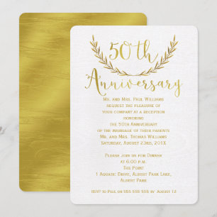 Faux Gold Caligraphy Invitación a los 50 años