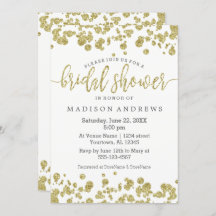 Faux Gold Confetti Bling Bridal Shower Invitación