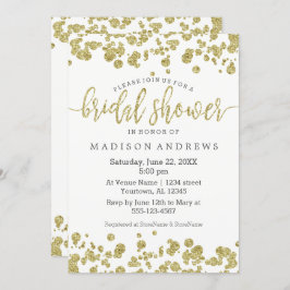 Faux Gold Confetti Bling Bridal Shower Invitación