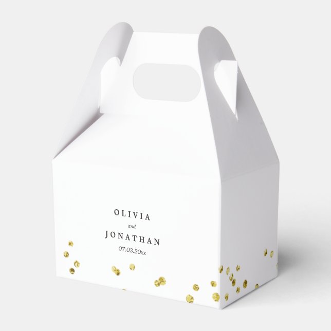 Faux Gold Confetti | Caja de Favor de Bodas Modern (Front Side)