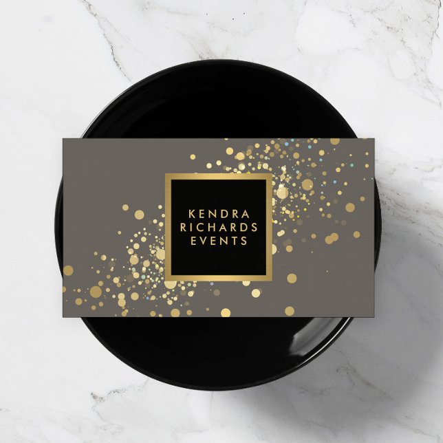 Faux Gold Confetti en moderna tarjeta de visita gr (Subido por el creador)