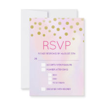 Faux Gold Confetti en Purple Watercolort RSVP