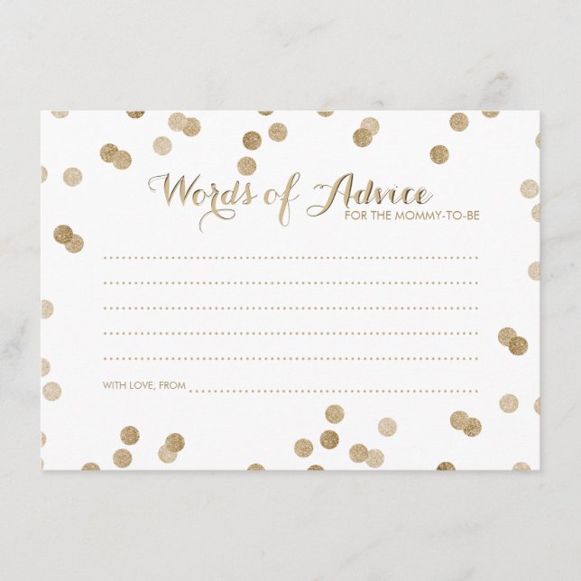 Faux Gold Confetti Palabras modernas de tarjetas d (Anverso)