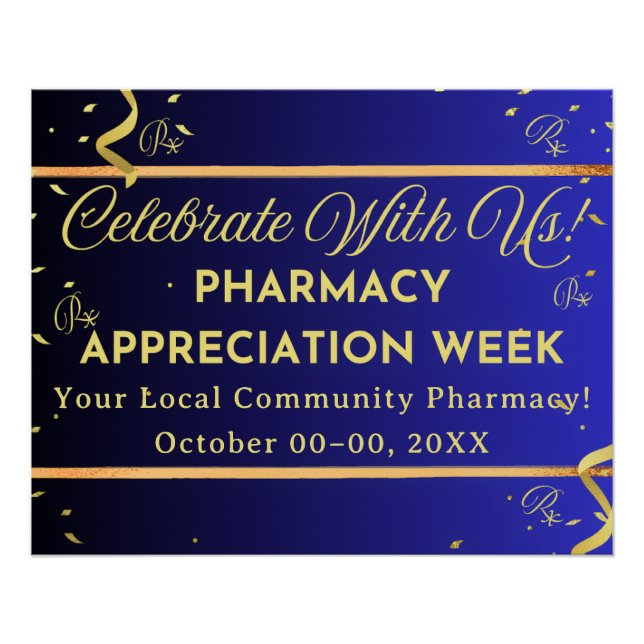 Faux Gold Confetti Poster de Apreciación Farmacéut (Anverso)
