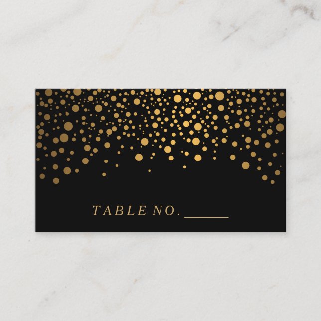 Faux Gold Confetti puntos en las negras tarjetas (Anverso)