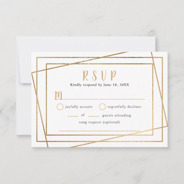 Faux Gold Geometric Frame bufé Boda RSVP (Anverso)