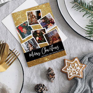Faux Gold Glitter Multi Foto Feliz Navidad