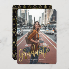 Faux Gold, High School, Modern, Tarjetas de gradua