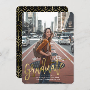 Faux Gold, High School, Modern, Tarjetas de gradua