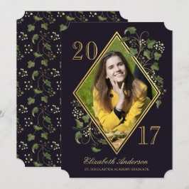 Faux Gold Ivy League Grad Foto Invitación II