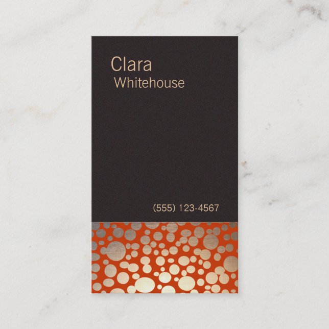 Faux Gold Leaf Circle Pattern Naranja tarjeta de v (Anverso)