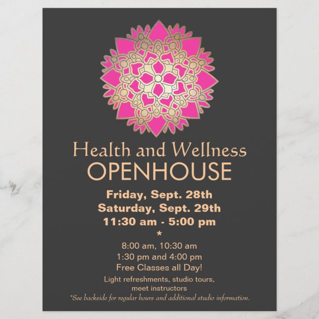 Faux Gold Leaf Pink Lotus Healing Arts Flyer (Frente)