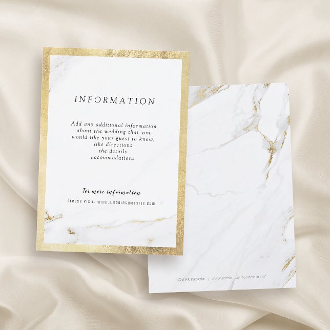 Faux gold mármol moderno tarjeta de gabinete boda (Faux gold marble modern wedding enclosure card)